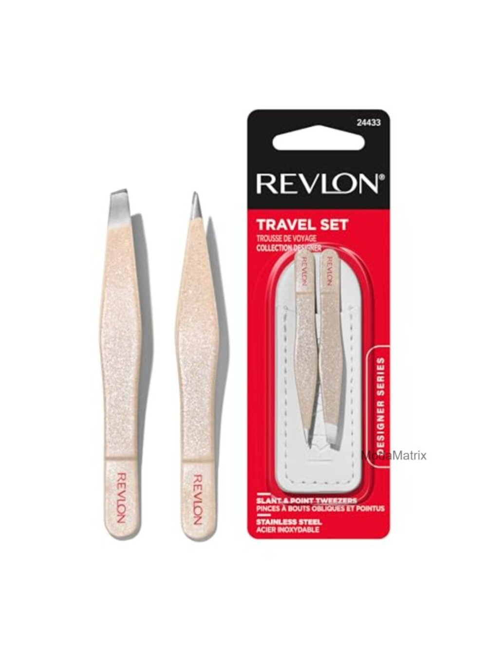 Mini Tweezer Set Stainless Steel Slant Point Tip Travel